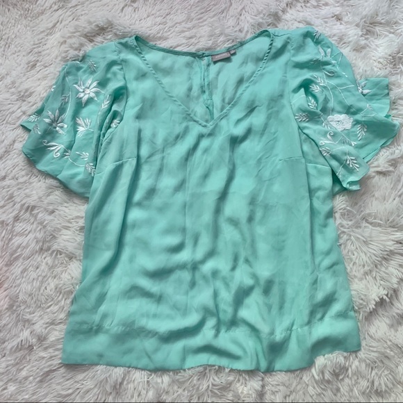 ESHAKTI Mint Fluttered Sleeve Chiffon Top - Picture 2 of 7